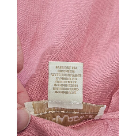 ALK Women's S Cynthia Rowley Pink 100% V-Neck Ruffle Hem Linen Shift Dress EUC - Picture 6 of 7